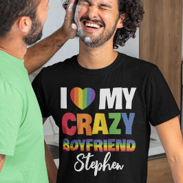 Ik hou van mijn gekke vriend regenboog pride lgbtq t-shirt