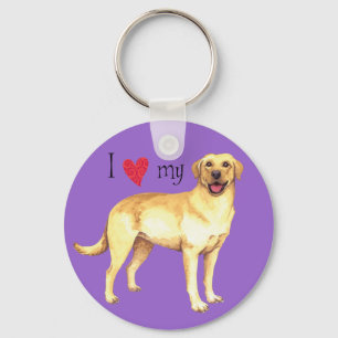 Ik hou van mijn gele lab sleutelhanger
