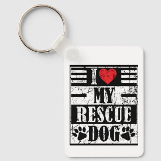 Ik hou van mijn geredde hond Funny vintage huisdie Sleutelhanger