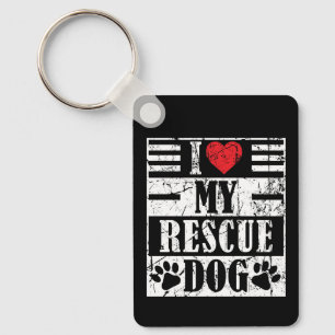 Ik hou van mijn geredde hond Funny vintage huisdie Sleutelhanger