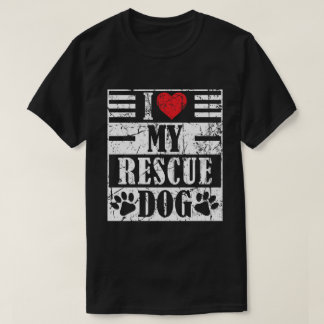 Ik hou van mijn geredde hond Funny vintage huisdie T-shirt