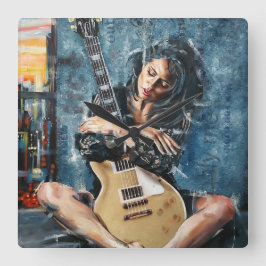 Ik hou van mijn gitaar vierkante klok