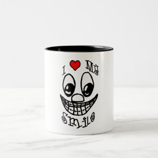 Ik hou van mijn glimlach tweekleurige koffiemok