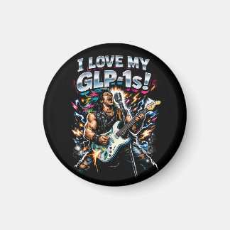 Ik hou van mijn GLP-1s Rockgitarist Neon Grafisch Magneet