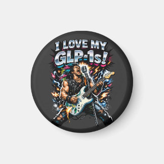 Ik hou van mijn GLP-1s Rockgitarist Neon Grafisch Magneet