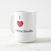 Ik hou van mijn Golden Doodle, rood hart Koffiemok (Voorkant links)