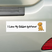 Ik hou van mijn Golden Retriever Bumpersticker (Op auto)