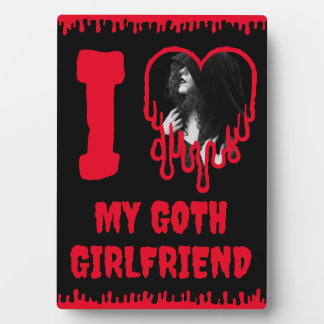 Ik hou van mijn goth-vriendin druppelend rood hart fotoplaat