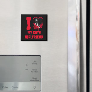 Ik hou van mijn goth-vriendin druppelend rood hart magneet