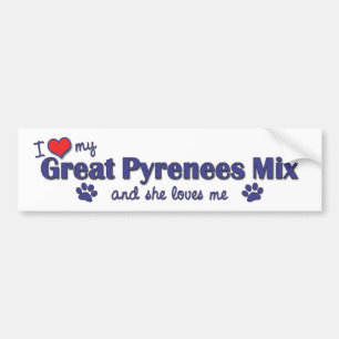 Ik hou van mijn Great Pyrenees-mix (vrouwelijke ho Bumpersticker