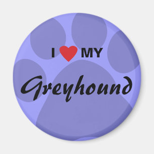Ik hou van mijn Greyhound Paw Print Magneet