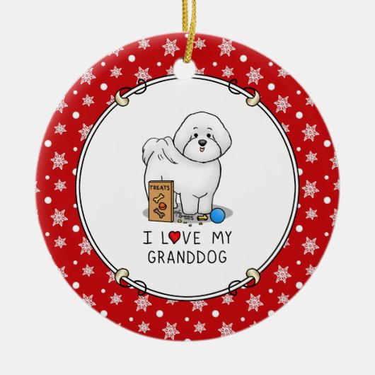 Ik hou van mijn groothond Bichon Frise Dog grootmo Keramisch Ornament (Voorkant)