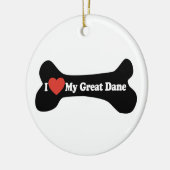 Ik hou van mijn grote deen - hondenbont keramisch ornament (Links)