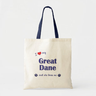 Ik hou van mijn grote deen (Vrouw Dog) Tote Bag