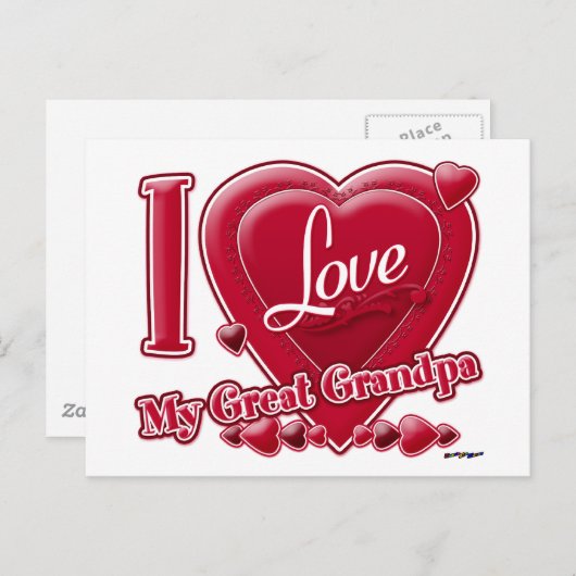 Ik hou van mijn grote opa rood - hart briefkaart (Voorkant / Achterkant)