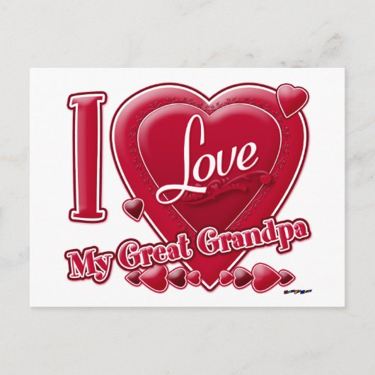 Ik hou van mijn grote opa rood - hart briefkaart (Voorkant)