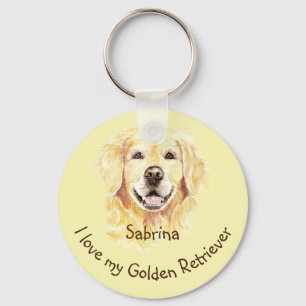 Ik hou van mijn Gulden Retriever Douane Naam Dog Sleutelhanger