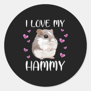 Ik hou van mijn Hammy Schattigee Chinese Dwarf Ham Ronde Sticker