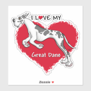 Ik hou van mijn Harlequin Great Dane Sticker