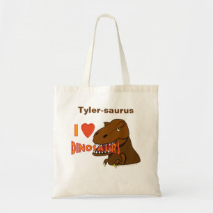 Ik hou van mijn hart Dinosaurs Cartoon Tyrranosaur Tote Bag