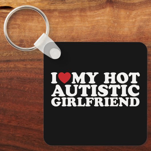 Ik hou van mijn heet autistisch Vriendin GF autism Sleutelhanger (Voorkant)