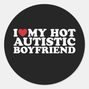Ik hou van mijn hete autistische vriendje BF autis Ronde Sticker