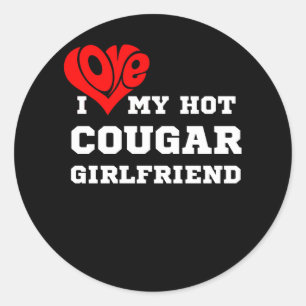 Ik hou van mijn hete cougar Vriendin Ik hart mijn Ronde Sticker