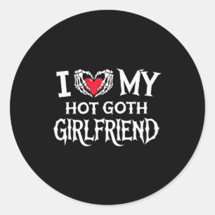 Ik hou van mijn hete goth-vriendin skelet hand har ronde sticker