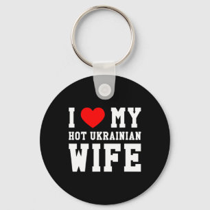 Ik hou van mijn hete Oekraïense vrouw rode hart Sleutelhanger