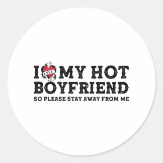 Ik hou van mijn hete vriend - dus pls blijf weg va ronde sticker