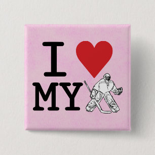 Ik hou van mijn Hockey Goalie Button Pin