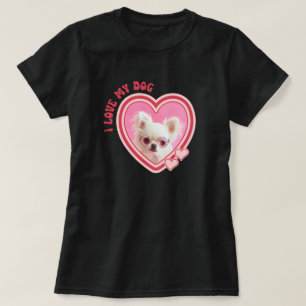 Ik hou van mijn hond aangepaste foto zwart t-shirt