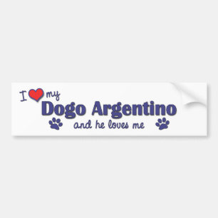 Ik hou van mijn hond Argentino (mannelijke hond) Bumpersticker
