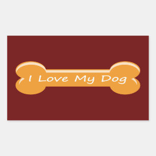 Ik hou van mijn hond Dog Bone Rechthoekige Sticker
