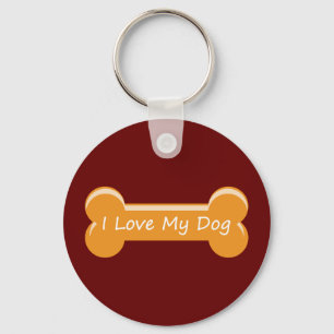 Ik hou van mijn hond   Dog Bone Sleutelhanger