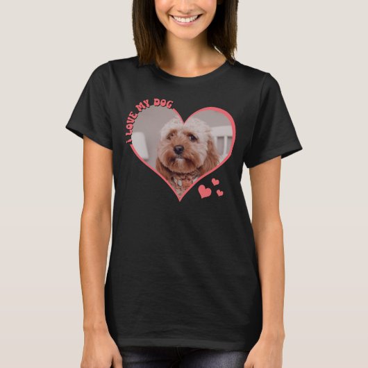 Ik hou van mijn hond hartfoto zwart t-shirt (Voorkant)