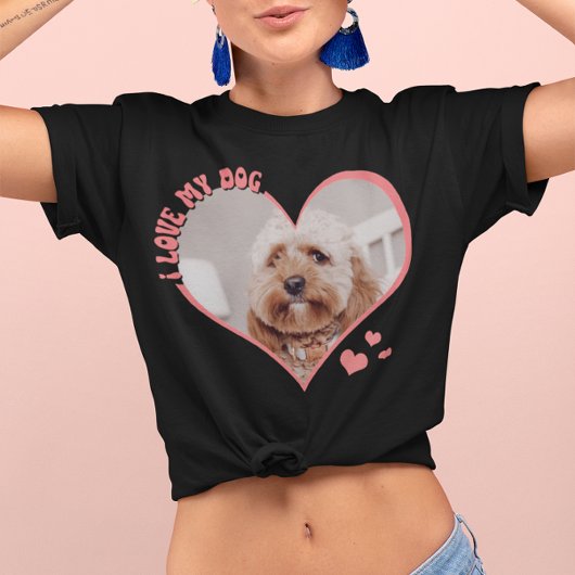 Ik hou van mijn hond hartfoto zwart t-shirt