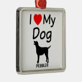 Ik hou van mijn hond kerstversiering metalen ornament (Rechts)