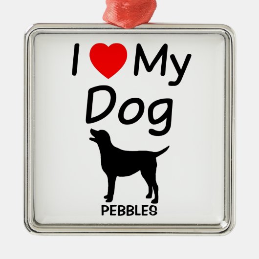 Ik hou van mijn hond kerstversiering metalen ornament (Voorkant)