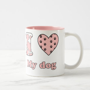 Ik hou van mijn hond tweekleurige koffiemok