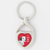 Ik hou van mijn hond, zilver, verdraaide hartketti sleutelhanger (Voorkant)