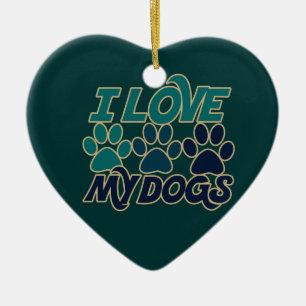 Ik hou van mijn honden keramisch ornament
