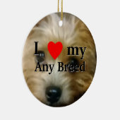 Ik hou van mijn hondenras keramisch ornament (Rechts)