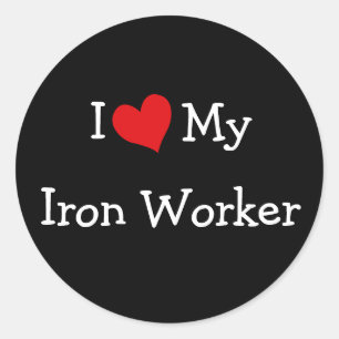 Ik hou van mijn ijzerwerker ronde sticker