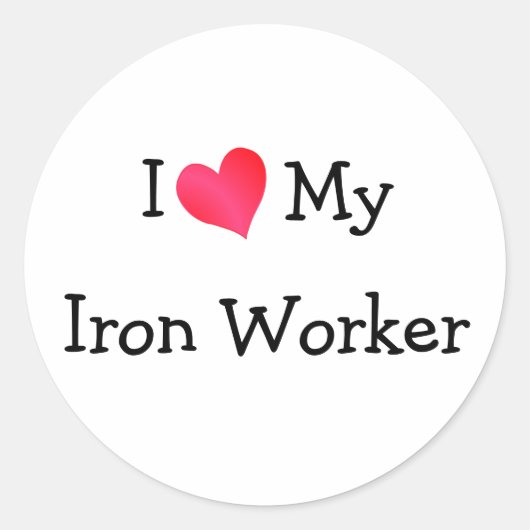 Ik hou van mijn ijzerwerker ronde sticker (Voorkant)