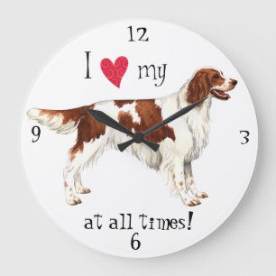 Ik hou van mijn Irish Red & White Setter Grote Klok