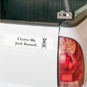 Ik hou van mijn Jack Russell. Bumpersticker (Op Truck)