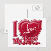 Ik hou van mijn jongens rood - hart briefkaart (Voorkant / Achterkant)