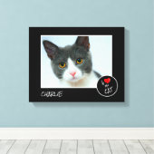 Ik hou van mijn kat, aangepaste foto - voetovers canvas afdruk (Insitu (Houten vloer))