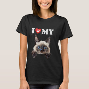 Ik hou van mijn kat Balinese kitten grappige kat l T-shirt